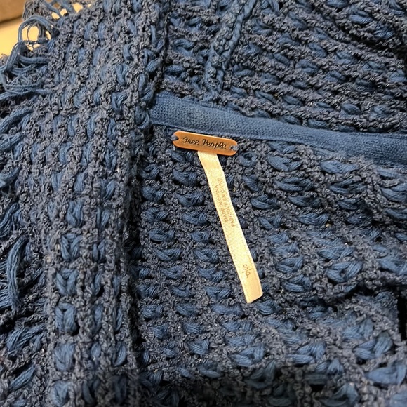 Free People Blue Fringe Cardigan Sweater S - Picture 6 of 6